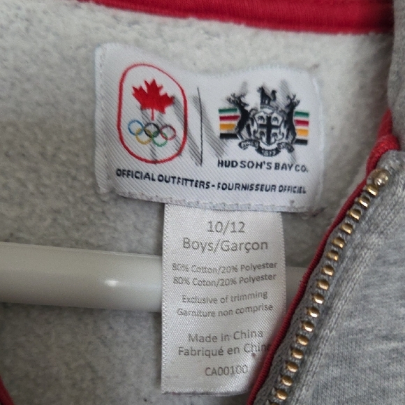 Hudson's Bay Co. Canada Zip-Up Hoodie Boys Size 10/12 - Picture 2 of 7